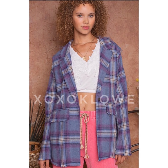 POL Blue Violet Blazer Single Button Relaxed Fit - Picture 3 of 14